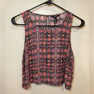 Forever 21 Red, Blue & Black Patterned Tank Crop Top
